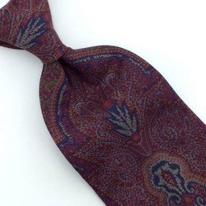 Etro Italy Tie Ancient Madder Art Nouveau Brn Tan Navy Necktie Silk L5 Vtg/Rare